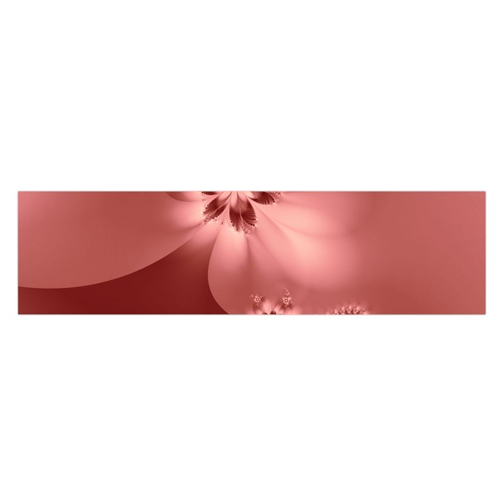 Coral Pink Floral Print Satin Scarf (Oblong)