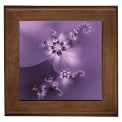 Royal Purple Floral Print Framed Tile by SpinnyChairDesigns