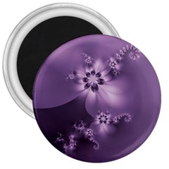 Royal Purple Floral Print 3  Magnets by SpinnyChairDesigns