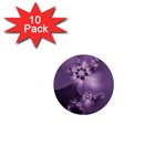 Royal Purple Floral Print 1  Mini Buttons (10 pack)  Front