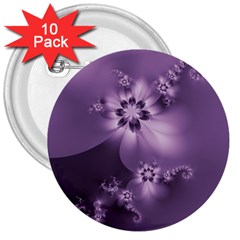 Royal Purple Floral Print 3  Buttons (10 Pack)  by SpinnyChairDesigns