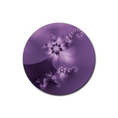 Royal Purple Floral Print Rubber Coaster (round)  by SpinnyChairDesigns