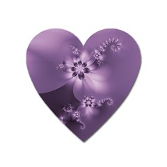 Royal Purple Floral Print Heart Magnet by SpinnyChairDesigns