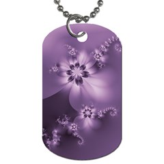 Royal Purple Floral Print Dog Tag (one Side) by SpinnyChairDesigns