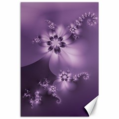 Royal Purple Floral Print Canvas 12  X 18  by SpinnyChairDesigns