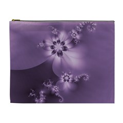 Royal Purple Floral Print Cosmetic Bag (xl) by SpinnyChairDesigns