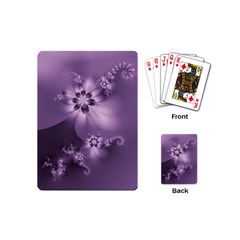 Royal Purple Floral Print Playing Cards Single Design (mini) by SpinnyChairDesigns