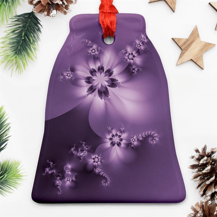 Royal Purple Floral Print Ornament (Bell)