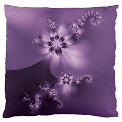 Royal Purple Floral Print Large Cushion Case (one Side) by SpinnyChairDesigns