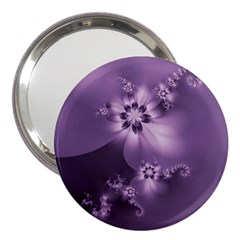 Royal Purple Floral Print 3  Handbag Mirrors by SpinnyChairDesigns