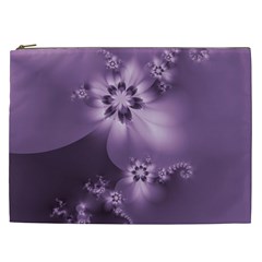 Royal Purple Floral Print Cosmetic Bag (xxl) by SpinnyChairDesigns