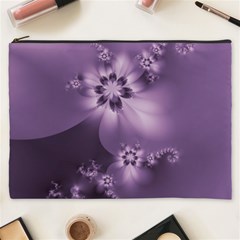 Royal Purple Floral Print Cosmetic Bag (xxxl) by SpinnyChairDesigns