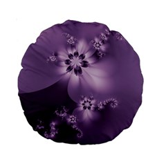 Royal Purple Floral Print Standard 15  Premium Round Cushions by SpinnyChairDesigns