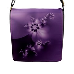 Royal Purple Floral Print Flap Closure Messenger Bag (l) by SpinnyChairDesigns