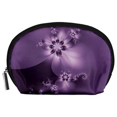 Royal Purple Floral Print Accessory Pouch (large) by SpinnyChairDesigns