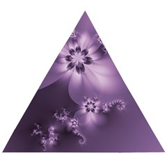 Royal Purple Floral Print Wooden Puzzle Triangle by SpinnyChairDesigns