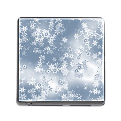 Faded Blue White Floral Print Memory Card Reader (square 5 Slot) by SpinnyChairDesigns