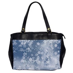 Faded Blue White Floral Print Oversize Office Handbag by SpinnyChairDesigns