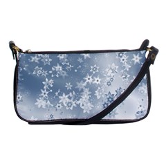 Faded Blue White Floral Print Shoulder Clutch Bag by SpinnyChairDesigns