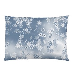 Faded Blue White Floral Print Pillow Case (two Sides) by SpinnyChairDesigns