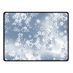 Faded Blue White Floral Print Double Sided Fleece Blanket (Small)  45 x34  Blanket Back