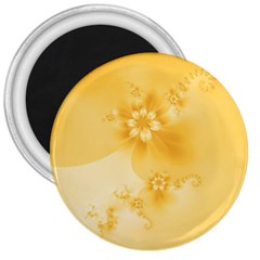 Saffron Yellow Floral Print 3  Magnets by SpinnyChairDesigns