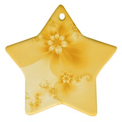 Saffron Yellow Floral Print Ornament (star) by SpinnyChairDesigns