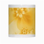 Saffron Yellow Floral Print White Mugs Center