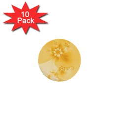 Saffron Yellow Floral Print 1  Mini Buttons (10 Pack)  by SpinnyChairDesigns