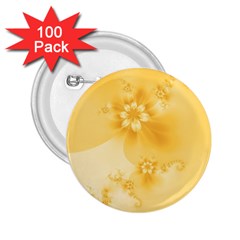 Saffron Yellow Floral Print 2 25  Buttons (100 Pack)  by SpinnyChairDesigns