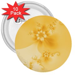 Saffron Yellow Floral Print 3  Buttons (10 Pack)  by SpinnyChairDesigns