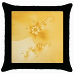 Saffron Yellow Floral Print Throw Pillow Case (Black) Front