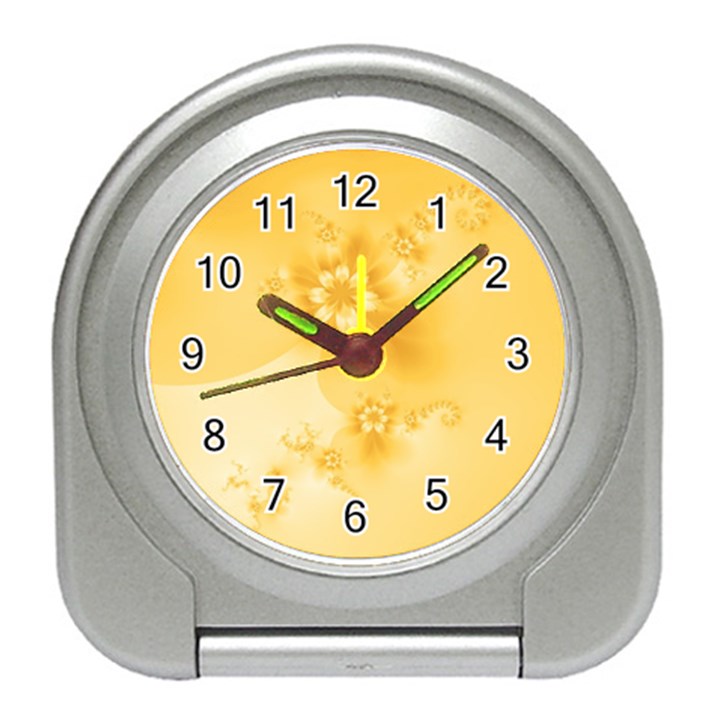 Saffron Yellow Floral Print Travel Alarm Clock