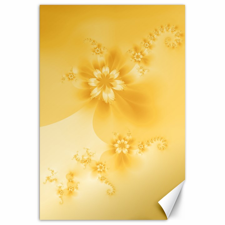 Saffron Yellow Floral Print Canvas 20  x 30 