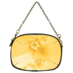 Saffron Yellow Floral Print Chain Purse (one Side) by SpinnyChairDesigns