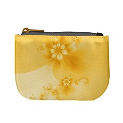 Saffron Yellow Floral Print Mini Coin Purse by SpinnyChairDesigns