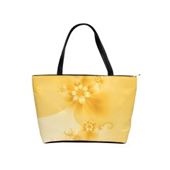 Saffron Yellow Floral Print Classic Shoulder Handbag by SpinnyChairDesigns