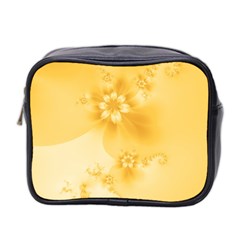 Saffron Yellow Floral Print Mini Toiletries Bag (two Sides) by SpinnyChairDesigns