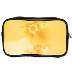 Saffron Yellow Floral Print Toiletries Bag (one Side) by SpinnyChairDesigns