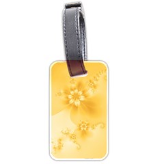 Saffron Yellow Floral Print Luggage Tag (two Sides) by SpinnyChairDesigns