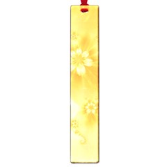 Saffron Yellow Floral Print Large Book Marks by SpinnyChairDesigns