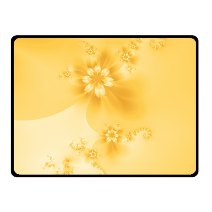 Saffron Yellow Floral Print Double Sided Fleece Blanket (Small) 