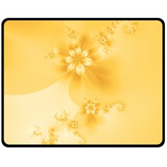 Saffron Yellow Floral Print Double Sided Fleece Blanket (medium)  by SpinnyChairDesigns