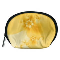 Saffron Yellow Floral Print Accessory Pouch (medium) by SpinnyChairDesigns