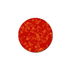 Orange Red Floral Print Golf Ball Marker (4 Pack) by SpinnyChairDesigns