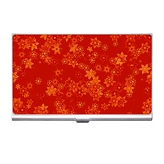 Orange Red Floral Print Business Card Holder by SpinnyChairDesigns