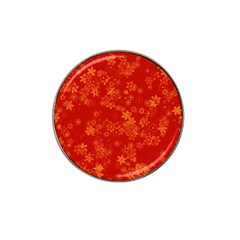 Orange Red Floral Print Hat Clip Ball Marker (4 Pack) by SpinnyChairDesigns