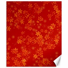 Orange Red Floral Print Canvas 8  X 10  by SpinnyChairDesigns