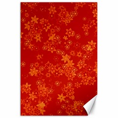 Orange Red Floral Print Canvas 20  X 30  by SpinnyChairDesigns