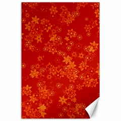 Orange Red Floral Print Canvas 24  X 36  by SpinnyChairDesigns